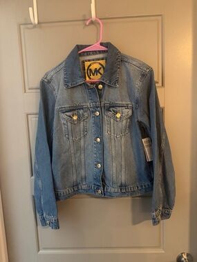 NWT Michael Kors Medium Stone Wash Denim Jacket with Gold Buttons